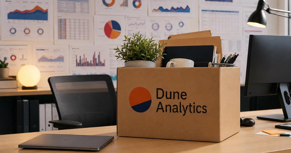 Dune宣布裁員25%轉向AI！解析鏈上數據巨頭與自動化的生存策略｜鏈上數據平台 Dune 宣佈裁員 25 %，並轉向 AI 與機構級服務。未來將開發 AI 原生平台，提供即時生成洞察服務。