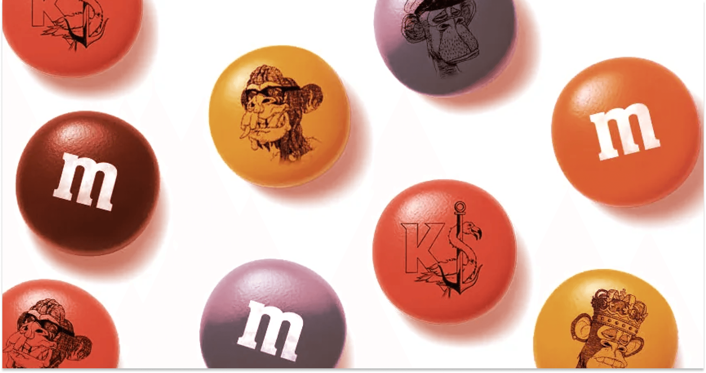 NFT 樂團 KINGSHIP 宣布與 Mars 合作，販售限量版 M&M 巧克力，印有《無聊猿》 NFT 的巧克力豆成為最大賣點？吃得到的《無聊猿》？M&Ms 攜手 NFT 樂團推限量巧克力