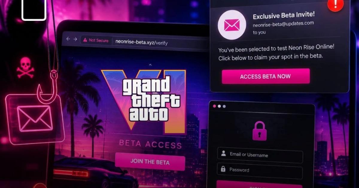 GTA 6虛假內測網站席捲網路！多個惡意釣魚平台瘋狂收割加密資產全球引頸期盼的《GTA 6》即將上市，卻遭網路犯罪集團利用，以假冒的測試版與搶先體驗網站，引誘玩家下載惡意軟體並連結加密貨幣錢包以竊取資產。