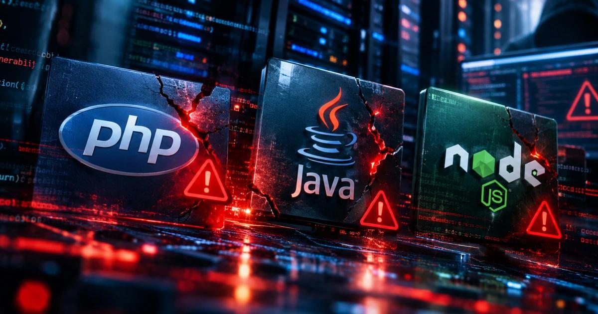 數發部警示PHP漏洞:台灣網站服務請盡快修補,Java、Node.js也揭重大漏洞|台灣數發部警示 PHP 爆出重大遠端漏洞,呼籲各界儘速升級。同時 Java 與 Node.js 也在同日揭露高風險漏洞,相關單位應全面落實修補並檢視系統日誌。